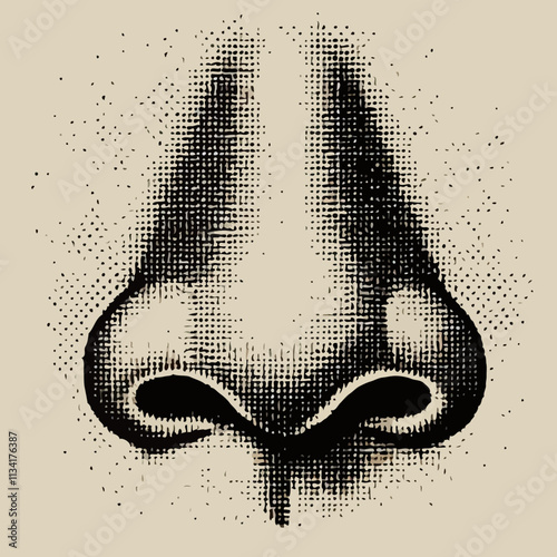 Black grunge vector texture nose with halftone dot patterns