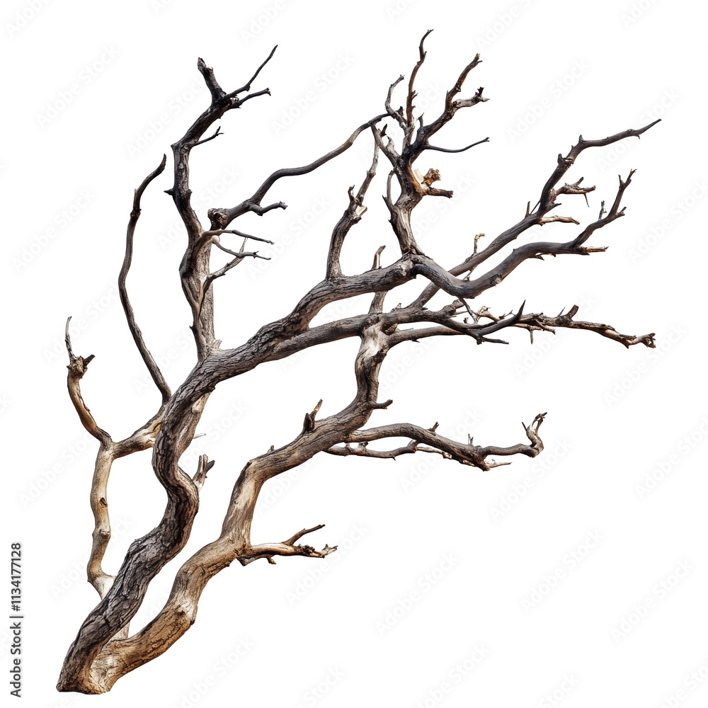 Dead dry tree branch isolated on white with clipping path Dead dry tree branch isolated on white with clipping path