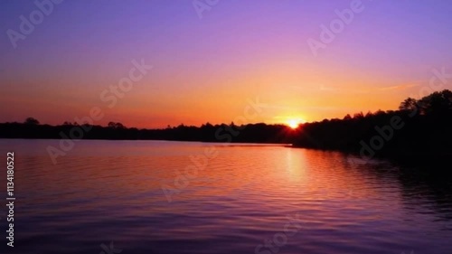 4K Cinematic Sunset Reflection Over a Serene Lake with Acoustic Guitar Score