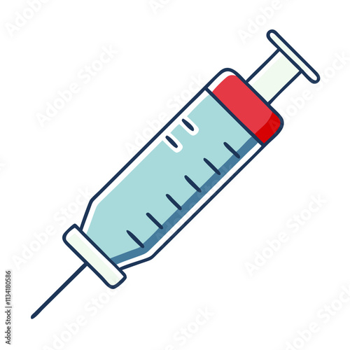 Medical Syringe Icon: A simple, clean illustration of a medical syringe, perfect for healthcare and medical websites or presentations.  