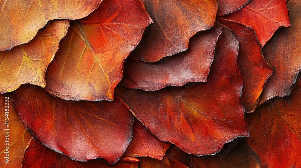 Close-Up Texture of Vibrant Autumn Leaves in Shades of Red, Orange, and Brown, Perfect for Seasonal and Nature-Themed Designs and Backgrounds Close-Up Texture of Vibrant Autumn Leaves in Shades of Red, Orange, and Brown, Perfect for Seasonal and Nature-Themed Designs and Backgrounds