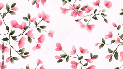 Wallpaper Mural  luxurious frame with flowers branches leaves and petals isolated on white background flat lay overhead view  Torontodigital.ca