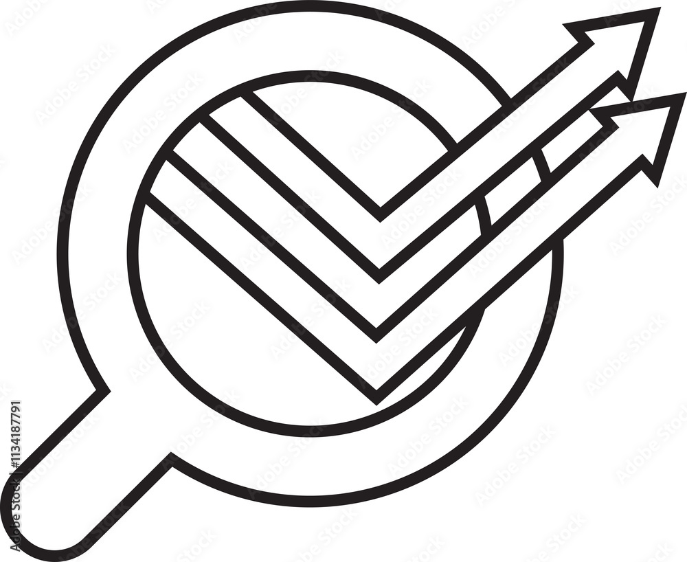 Magnifier Glass and Arrow Chart Icon
Magnifier Glass and Arrow Chart Icon