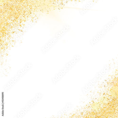 Gold splatter border illustration. Light effect for background.