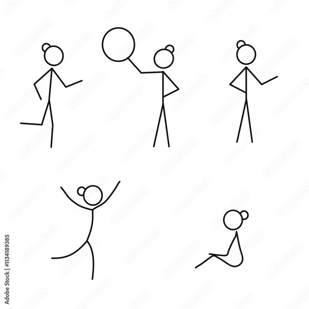 girl in different poses standing, running, dancing, sitting, isolated on a white background, sketch, hand-drawn, pictograph of a human figure girl in different poses standing, running, dancing, sitting, isolated on a white background, sketch, hand-drawn, pictograph of a human figure