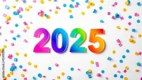 Confetti on white background with 