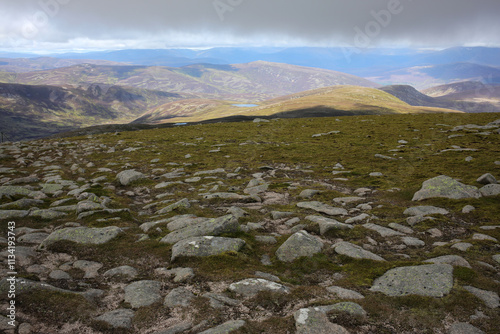 Trail and scenery between Carn a' choire Bhoidheach and Carn an t-sagairt mor munros - Loch Muick to Lochnagar path - Aberdeenshire - Scotland - UK photo