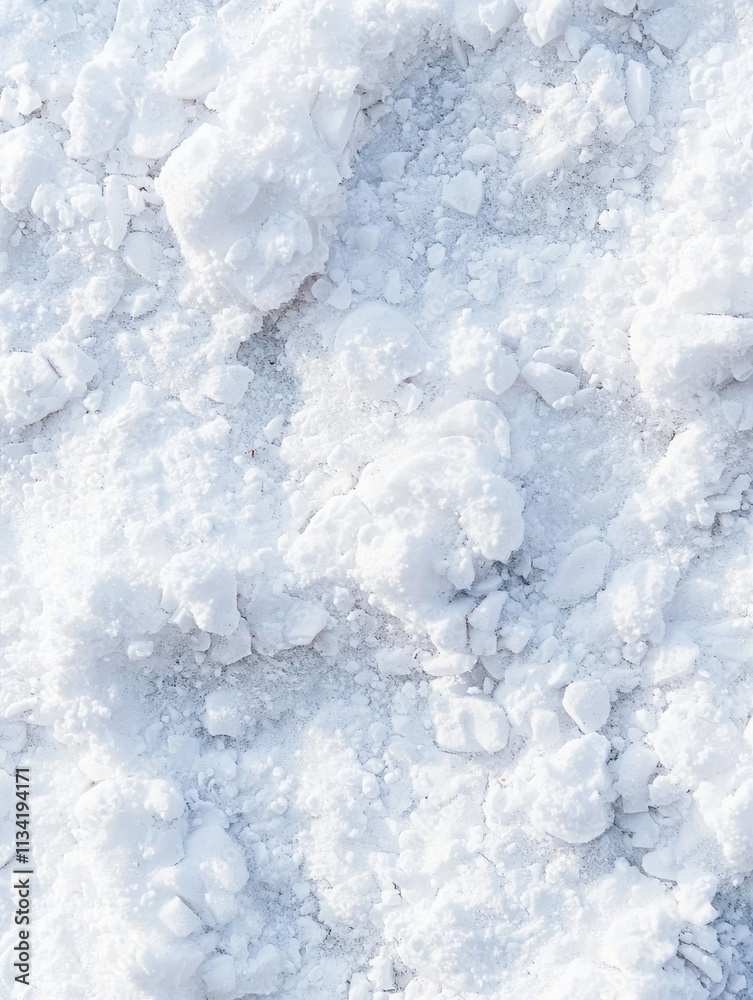 Fototapeta premium A close-up view of textured white snow or salt, showcasing its crystalline structure and fluffy appearance.