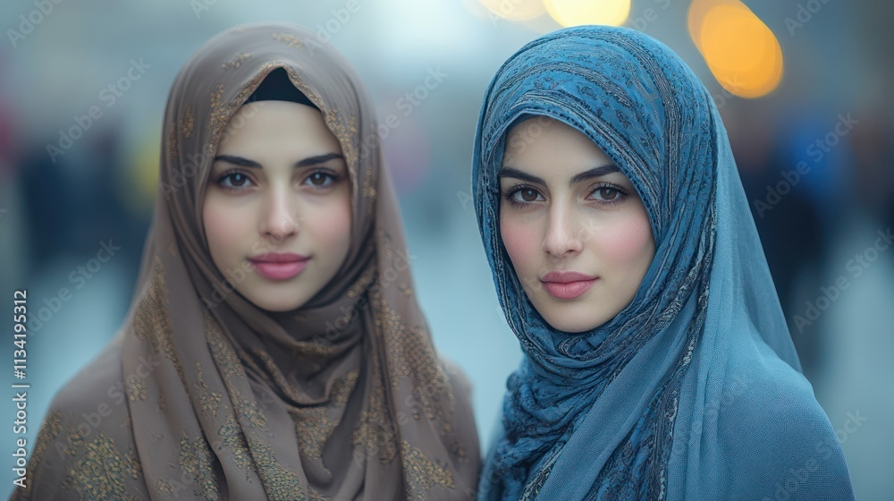 Portrait of Two Young Muslim Women in Hijabs Portrait of Two Young Muslim Women in Hijabs