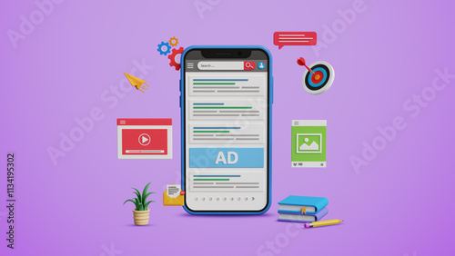 SEO tools, top search ranking, website promotion, search engine optimization, website SEO, organic search ranking. Website search results ranking on a 3D smartphone