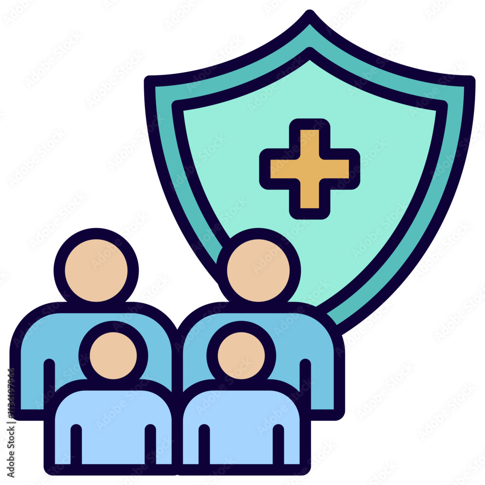 Family Insurance Outline Color Icon