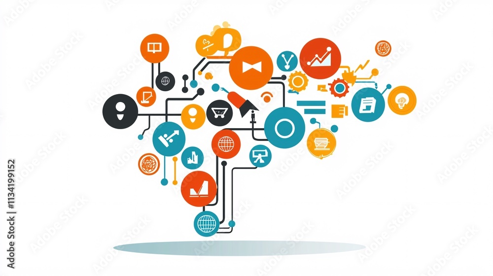 Business optimization portrayed with automated robotic systems working alongside human professionals Business optimization portrayed with automated robotic systems working alongside human professionals