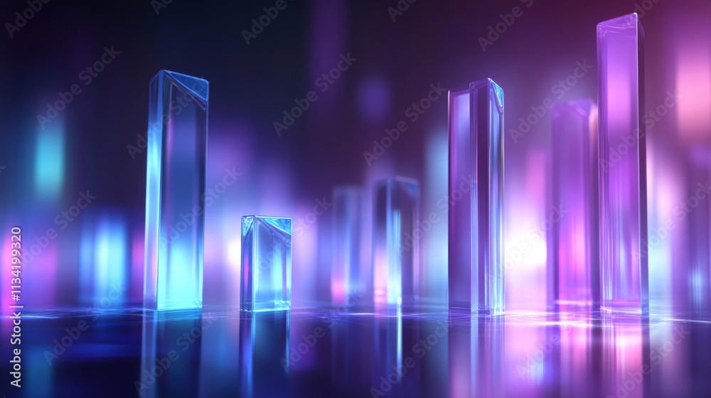 Abstract Reflection of Colorful Glass Structures on Dark Background Abstract Reflection of Colorful Glass Structures on Dark Background