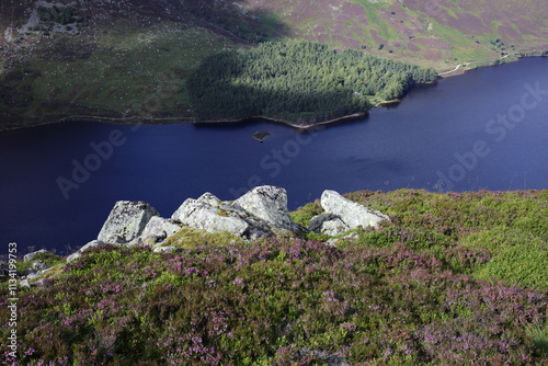 Bilde på lerret Trail between Broad Cairn summit, Loch Muick and Spittal of Glenmuick in the bac