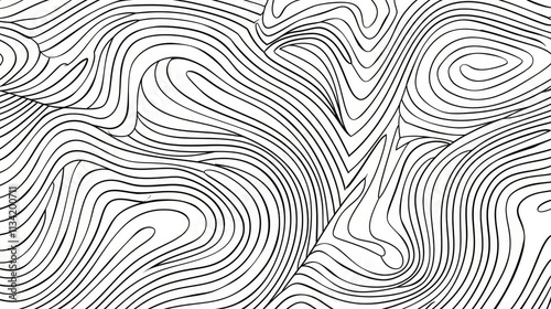 coloring books for children, very basic geometric patterns, satisfying wavy line patterns, no detail, simple line art, clean and minimalistic lines, bright white