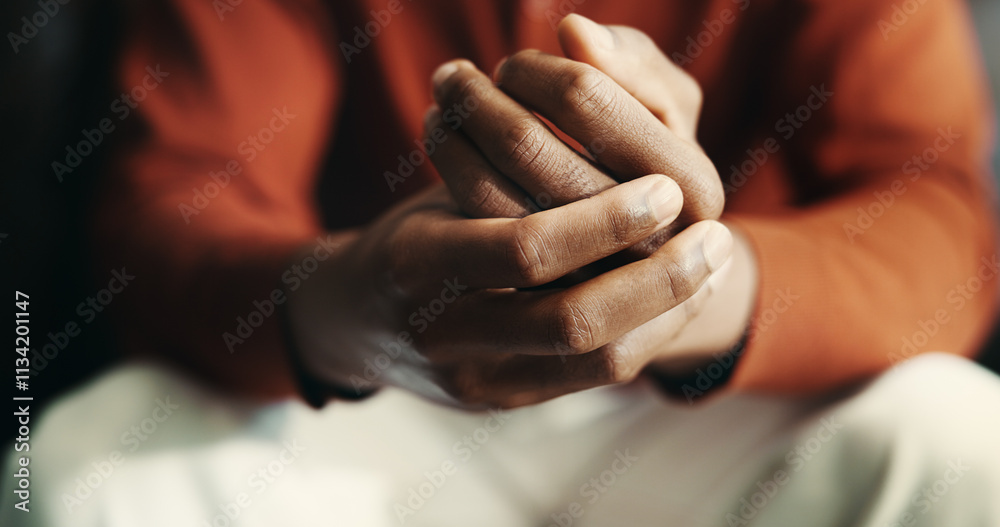 Hands, man and stress as nervous, anxiety and worry as mental health, wellness and burnout for help. Person, mistake and frustrated in psychology for depression, therapy and conflict in consultation Hands, man and stress as nervous, anxiety and worry as mental health, wellness and burnout for help. Person, mistake and frustrated in psychology for depression, therapy and conflict in consultation