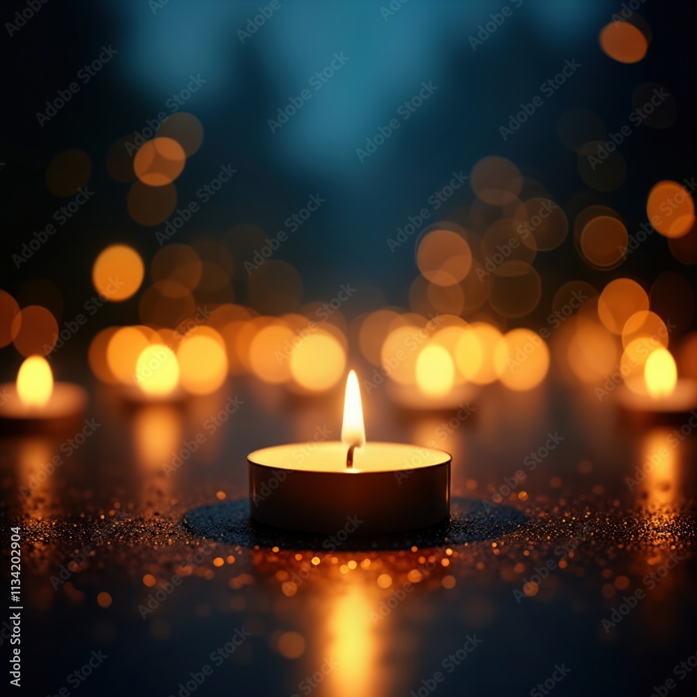 Soft candlelight illuminates dark space. Bokeh effect creates warm glow. Serenity, tranquility atmosphere. Image ideal for relaxation meditation themes. Peaceful scene suitable for spiritual mindful Soft candlelight illuminates dark space. Bokeh effect creates warm glow. Serenity, tranquility atmosphere. Image ideal for relaxation meditation themes. Peaceful scene suitable for spiritual mindful