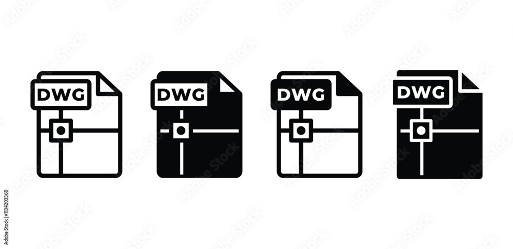 DWG file format document icon symbol sign vector design black white color illustration sets DWG file format document icon symbol sign vector design black white color illustration sets