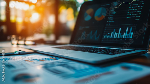 Abstract business Financial charts show a significant increase in profits in the stock market.This is driven by higher interest rates and continued growth. In the innovation world network of financial