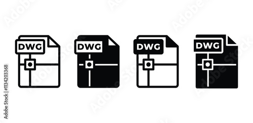 DWG file format document icon symbol sign vector design black white color illustration sets