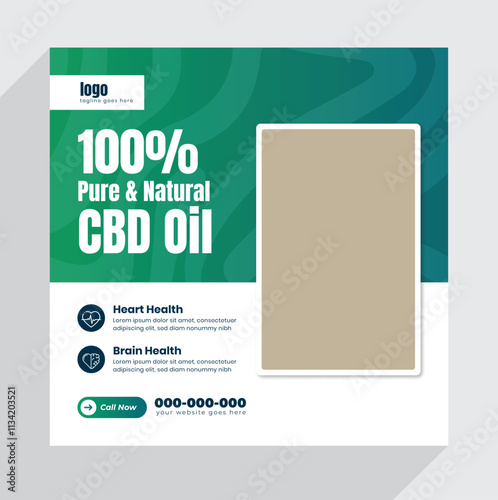 Cannabis hemp product CBD oil social media Post template design
