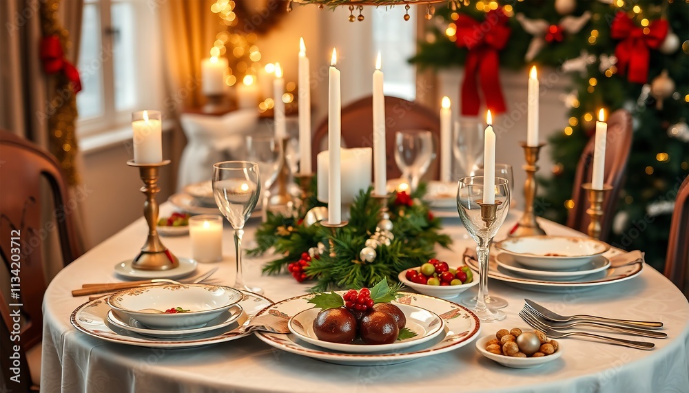 Christmas Dinner Table Setting Christmas Dinner Table Setting