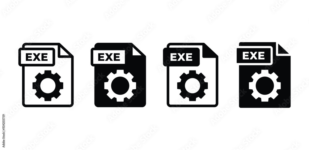 exe file format document icon symbol sign vector design simple black white color illustration collection isolated exe file format document icon symbol sign vector design simple black white color illustration collection isolated