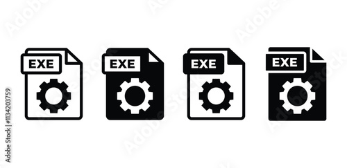exe file format document icon symbol sign vector design simple black white color illustration collection isolated