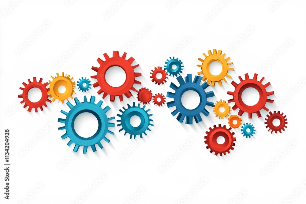 A conceptual graphic showing interconnected devices and gears symbolizing connectivity through digital transformation and automation A conceptual graphic showing interconnected devices and gears symbolizing connectivity through digital transformation and automation