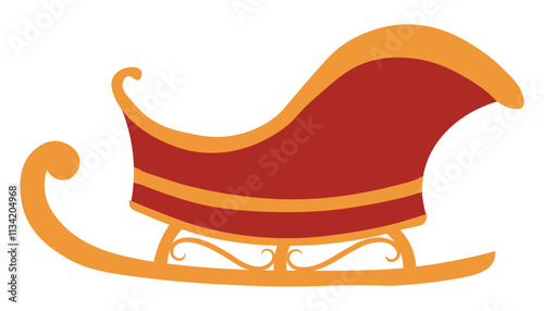 Festive Santa Claus Sleigh. Traditional Christmas and New Year decoration