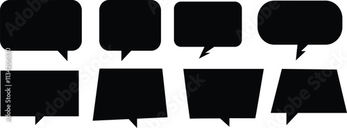 Speech bubbles vector icon set. Black speech bubble collection. Speech bubble comic. Blank empty speech bubbles.