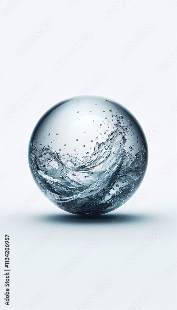 Water liquid splash sphere shape white background Water liquid splash sphere shape white background