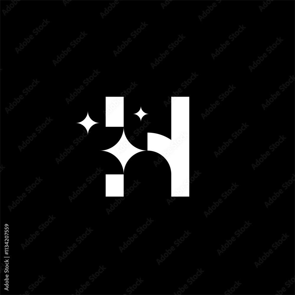 Letter H star or H shining or H cleaning logo concept vector icon Letter H star or H shining or H cleaning logo concept vector icon