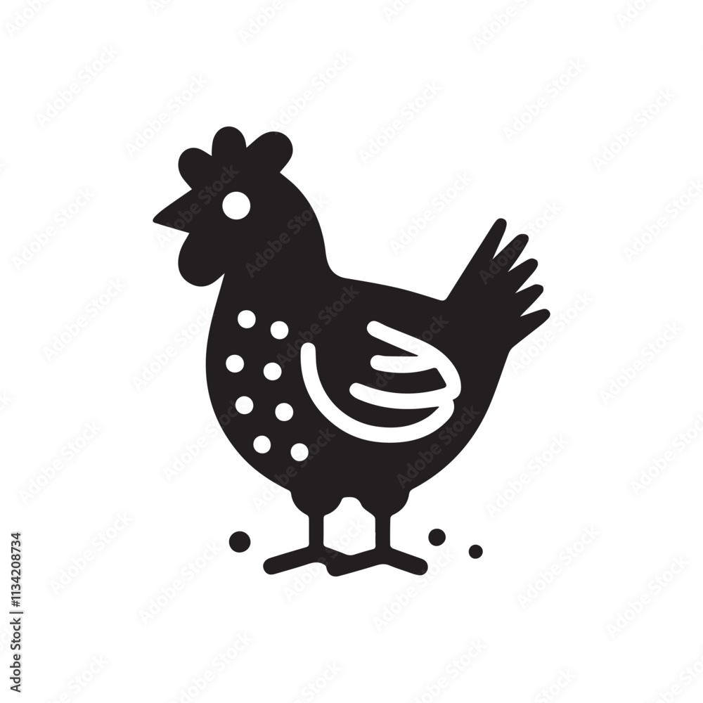 Fototapeta premium chicken icon, farm bird, black simple on transparent background