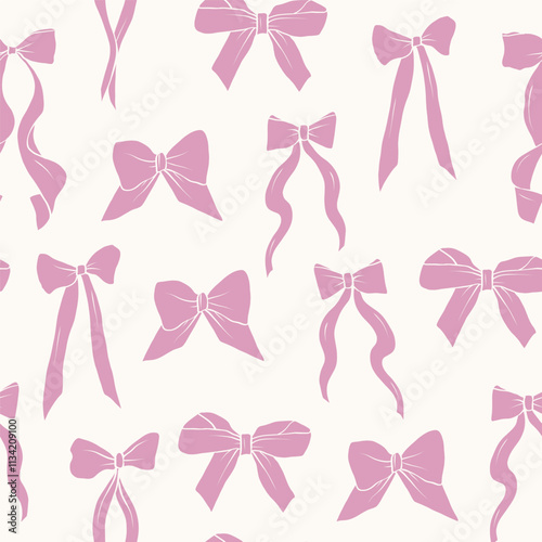 Flat vector bows seamless pattern. Whimsical illustration