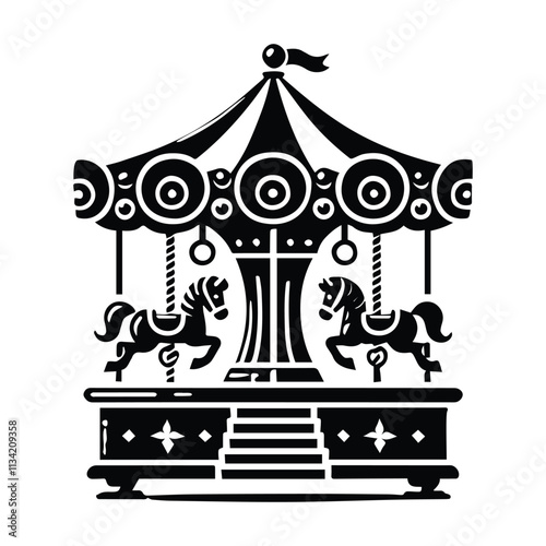 carousel icon, amusement park, on transparent background vector png