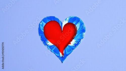 Elegant Blue Heart with Red Center: Perfect for Valentine's Day, Anniversary, or Romantic Decor photo