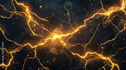 Obraz na płótnie Thunderstorm golden lightening on a dark background. image w salonie