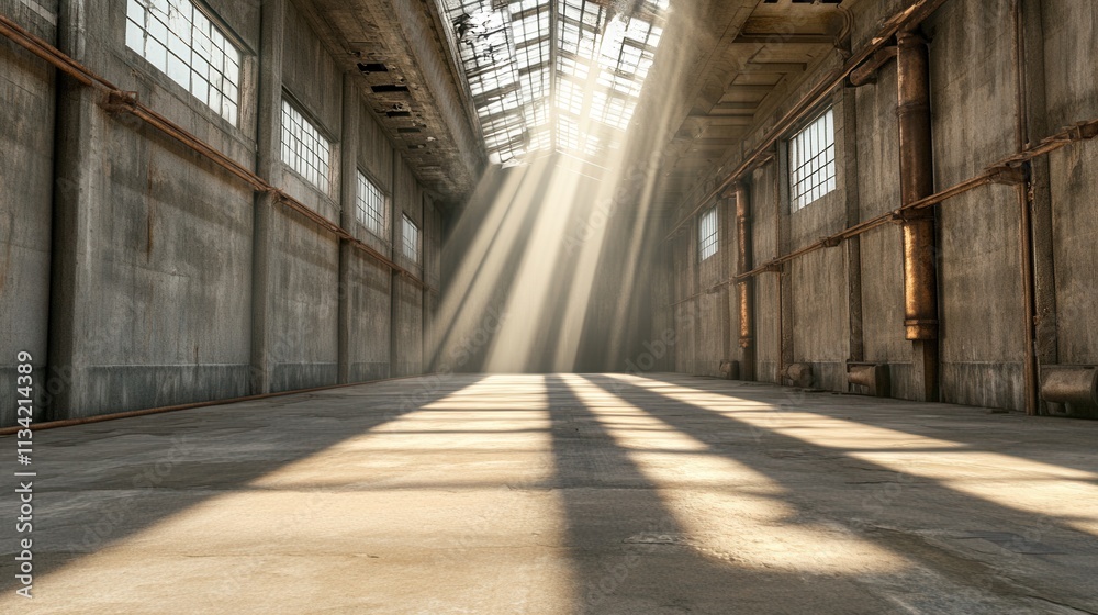 The interior of a deserted industrial factory, with old conveyor belts, corroded pipes The interior of a deserted industrial factory, with old conveyor belts, corroded pipes