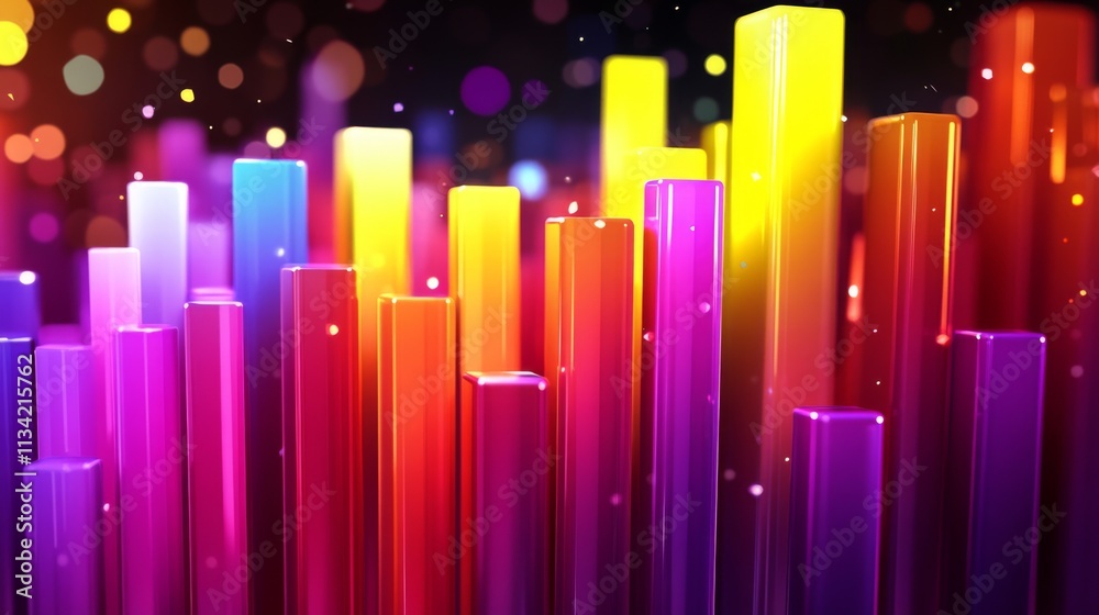Abstract Colorful Bar Graph with Bokeh Effect Background Abstract Colorful Bar Graph with Bokeh Effect Background