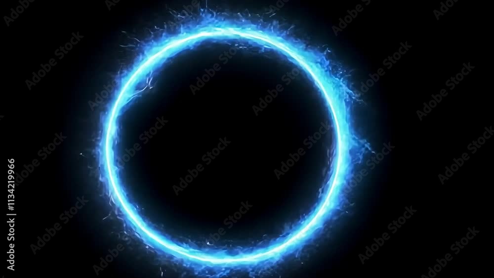 Electric blue lightning bolts forming a circle with black background.