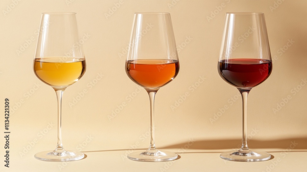 Three wine glasses with different shades in natural light Three wine glasses with different shades in natural light
