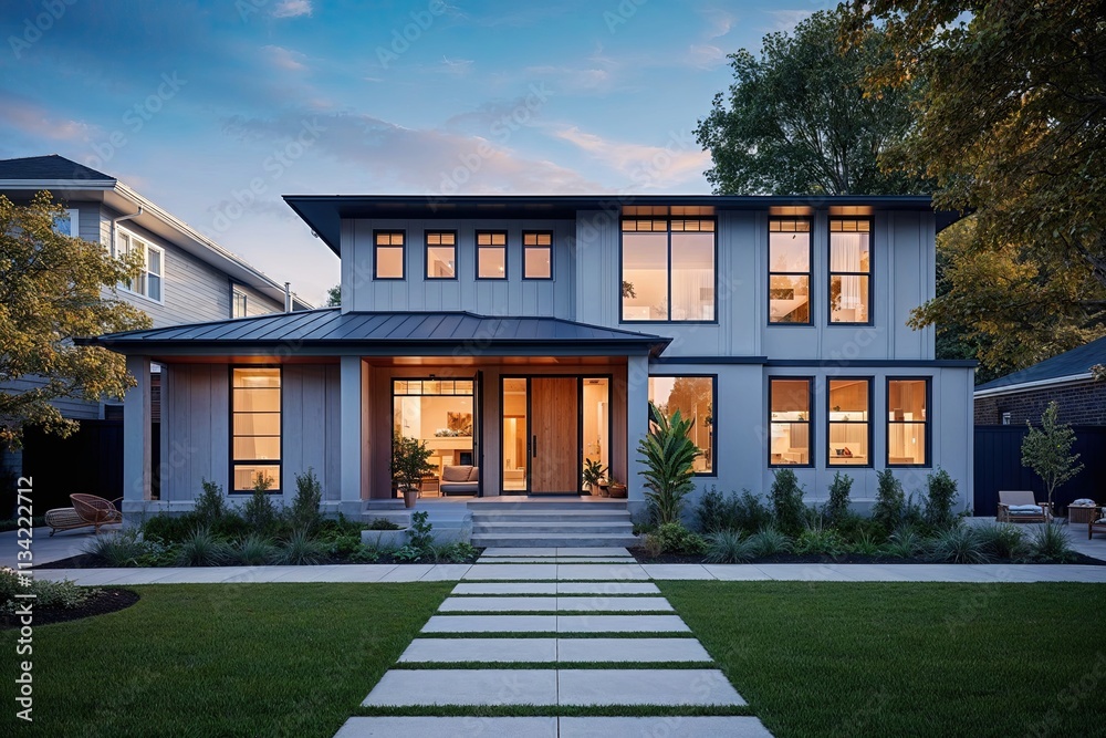 Trendy Suburban Home Design Featuring Expansive Windows and Abundant Natural Light Trendy Suburban Home Design Featuring Expansive Windows and Abundant Natural Light