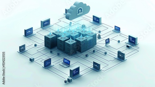 Cloud server network with connected devices.