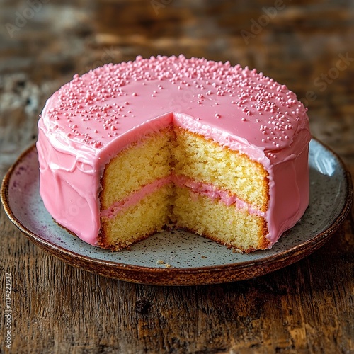 roze koek pink iced sponge cakes dutch sweets photo