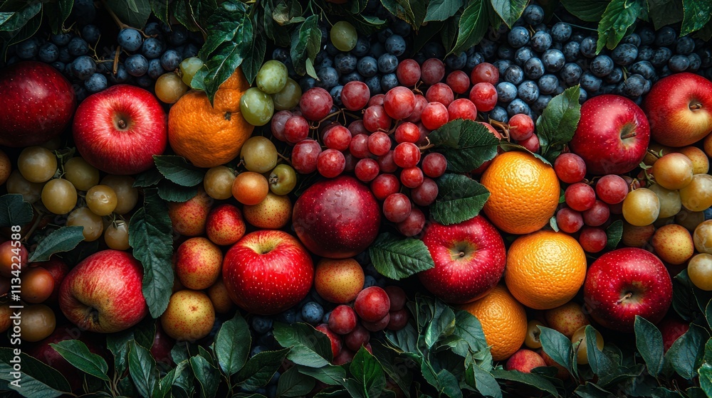 Assorted fresh fruits in a vibrant composition