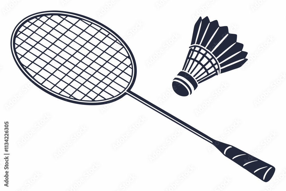 Badminton Racket String Vector Badminton Racket and Shuttlecock, Angular racket strings and a ...