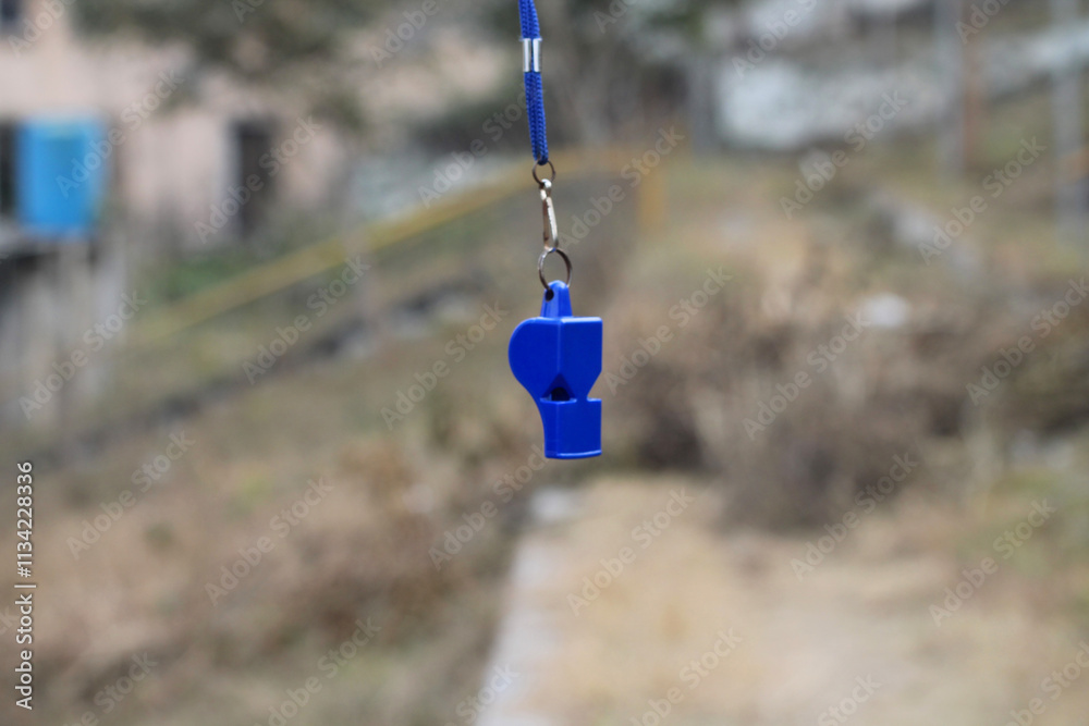 Blue whistle with cord Blue whistle with cord