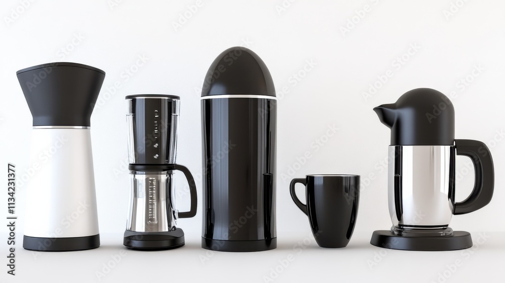 Coffee brewing equipment showcase modern kitchen product photography minimalist design close-up home essentials Coffee brewing equipment showcase modern kitchen product photography minimalist design close-up home essentials