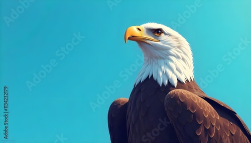 3d vector illustration of a majestic eagle with detailed features on a plain and minimalist background
